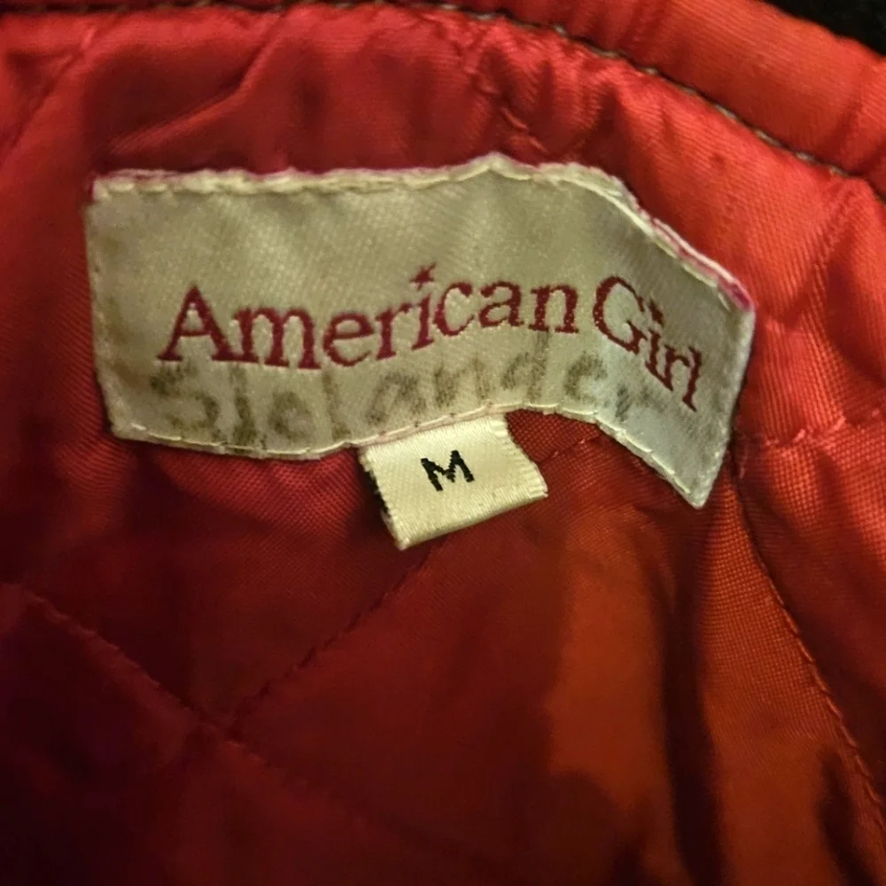 American Girl Varsity Jacket Embroidered Logo Gray Black Wool Blend Girls MEDIUM